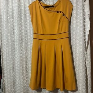 retrolicious mustard fit and flare dress